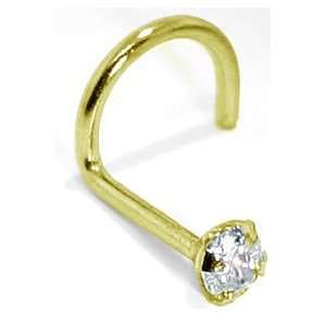  3.0mm White Topaz (April)   Solid 14KT Yellow Gold Nose 