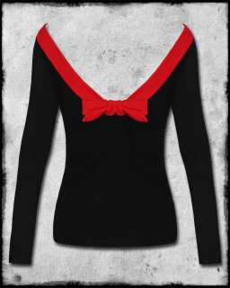 TOO FAST BLACK RED ROCKABILLY PINUP 50s HELLO SAILOR LONG SLEEVE BETTY 