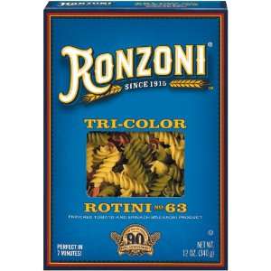 Ronzoni Tri Color Rotini, 12 oz, 3 Pack Grocery & Gourmet Food
