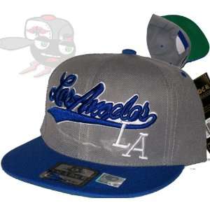  Los Angeles Two Tone Gray/Dodger Blue Script Snapback Hat 