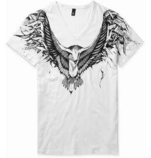 Clothing  T shirts  V necks  Eagle Print Cotton T 