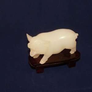   Pig Boar Translucent Jade Carved Chinese Zodiac Symbol