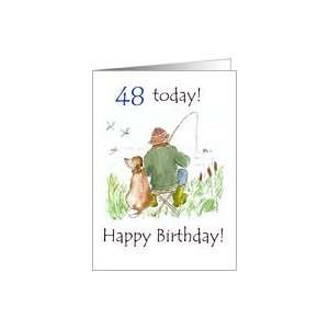 48th Birthday Card with a Man Fishing Card