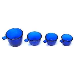  Blue Glass Measuring Cup Set/4: Home & Kitchen