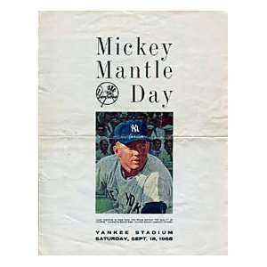   Mantle Day Unsigned Program   September 18, 1965: Sports & Outdoors