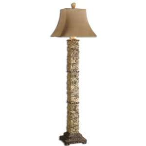   Andean Floor Lamp In Tones Of Ivory & Brown w/ Black Crackle Accents