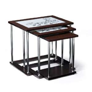   Multi functional Glass Top 3 Pcs Nesting Tables Set: Home & Kitchen