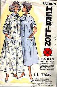   1950s 1960s HERBILLON FRENCH SEWING PATTERN  ROBE, HOUSE DRESS  