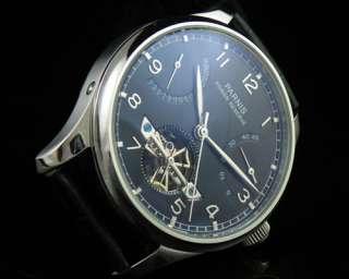 Parnis black dial Power Reserve automatic watch seagull movement 