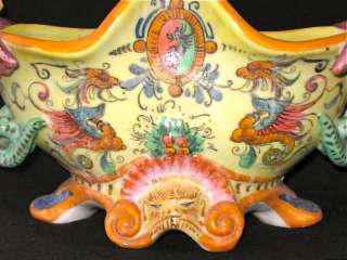 Signed Made in Japan Dragon art pottery console set, 3p  