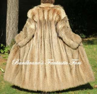 Vintage TANUKI RACCOON FUR COAT & FUR BELT Finn Finnish jacket Medium 