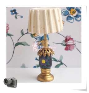 Dollhouse Miniature Bedroom Dark Blue Table Lamp F16  