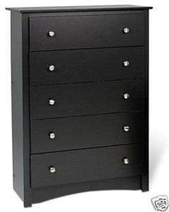 Bedroom Furniture Black 5 Drawer Storage Chest, Dresser  
