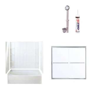 Ensemble 60 in. x 36 in. x 72 in. Bathtub Kit with Left Hand Drain in 