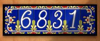 House Numbers 3 x 6 CERAMIC TILE Cobalt Talavera  