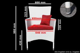 Rattan   weiß, Sitzauflage in Grau + extra Bezug in Rot, Ergonomic 