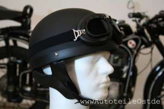 Oldtimer Helm + Brille für DDR Moped Motorrad Halbschale AWO EMW 