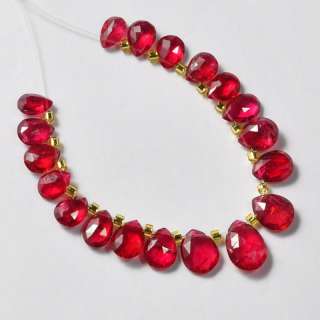 Ruby Red Spinel Faceted Pear Briolette Beads (19)  