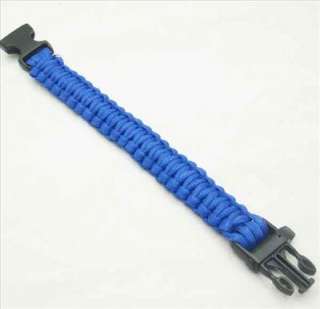 Survival Bracelet Paracord 500 Whistle Camping Blue B5  
