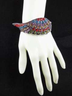 Swarovski Crystal Mix Color Angel Wing Bangle Bracelet  