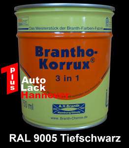 Brantho Korrux 3 in 1 0,75 L. RAL 9005 Tiefschwarz  