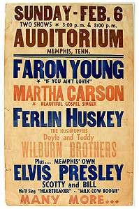   Concert Poster Reprint ELVIS PRESLEY FARON YOUNG etc in Memphis  