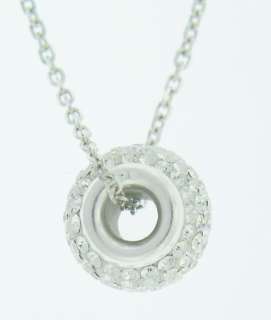 Sterling Silver Bead Pendant Necklace Crystal Stones  