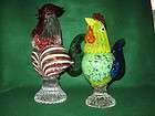 PR ITALIAN ART GLASS CHICKENS ROOSTER AND HEN COMBO MURANO FACTORY 
