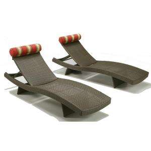RST Outdoor Cantina Wave Patio Chaise Lounger and Bolster Pillow Set 