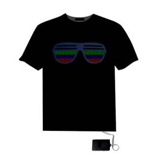 Sound Activated Hip Hop Glasses Pattern EL LED T Shirt5  