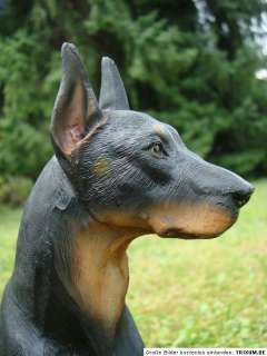   Hund sitzend Dekofigur 21 cm hoch NEU Doberman Kampfhund Dog  