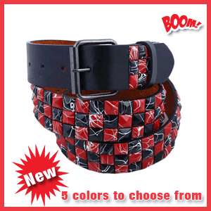 Leather Checker Splash Stud Belt w/Multiple colors  