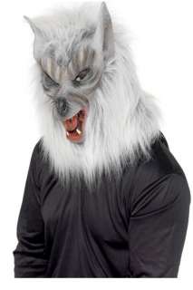 Wolfsmaske Silber Fell Wolf Maske Werwolf Werwolfmaske Karneval 