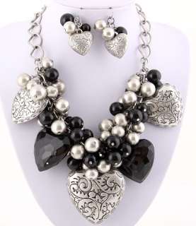 Basketball wives Chunky Heart Necklace and earring set (optional 