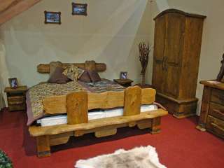 Schlafzimmer Komplett Rustikal Massiv Kiefer Bett Holz  