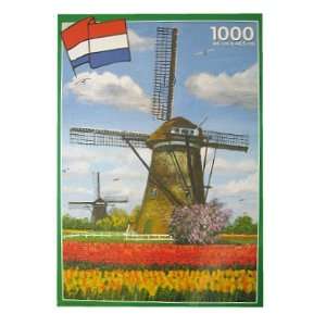   1000 Teile Puzzle   Zwei Windmühlen in Holland  Spielzeug