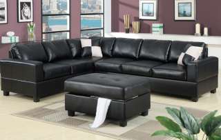 NEW BLACK LEATHER SECTIONAL SECTIONALS SOFA COUCH w OPTIONAL OTTOMAN 