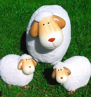 DEKO SCHAF FAMILIE Schafherde   3 flauschige Schafe Süß  