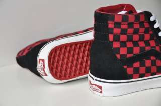 VANS SK8 HI Checker Checkerboard Black Chili rot Schuhe  