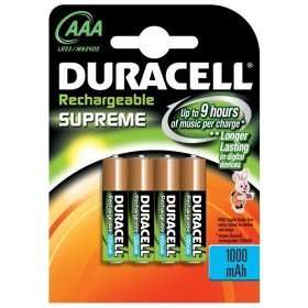   4 Piles rechargeables Duracell AAA 1000mAh NiMH PRO