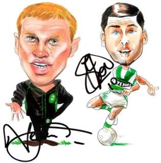 A3 Signed Glasgow Celtic 10 Caricature Special 2011/12  