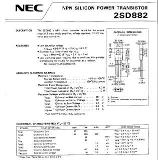 2SD882 Original NEC Transistor, NPN D882, RoHS, x100PCS  