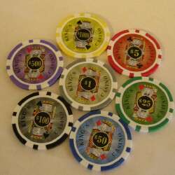   7 11.5 gm KINGS CASINO LASER poker chip samples #110