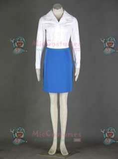 Blue and White Airline Stewardess Uniform Cosplay Costume