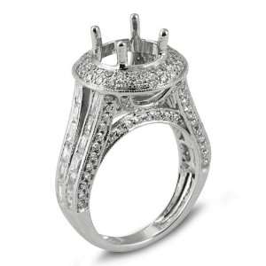  White Gold Round Diamond Ladies Bridal Semi Mount Ring Engagement (2 