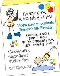 Personalised Birthday Cards on Personalized Pool Party Birthday Invitations And Cards