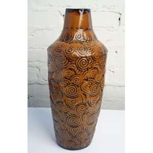 15 Inch Decorative Metal Vase   Golden Brown