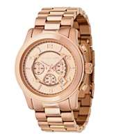 Michael Kors Watch, Mens Rose Gold Plated Stainless Steel Bracelet 