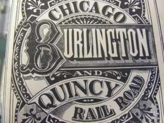   1878 CHICAGO BURLINGTON QUINCY RAILROAD / TRAIN TIME TABLE /ROUTE MAP