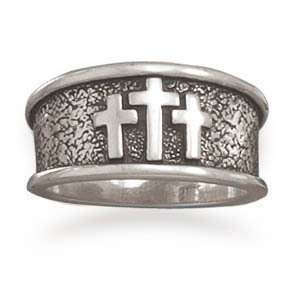 Sterling Silver Three 3 Cross Band Ring Sizes 8 13  